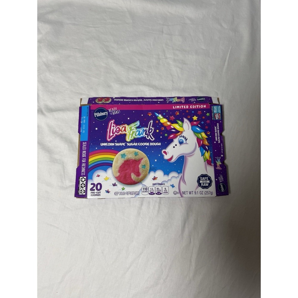 Pillsbury Limited Edition Lisa Frank Unicorn Shape Sugar Cookie Dough Box ONLY
